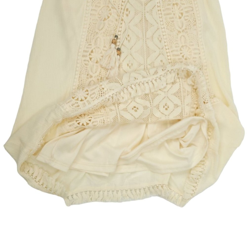 Altard State Lace MIni Dress Womens Size S Lined Sleeveless Fringe Boho Cream - Picture 12 of 14